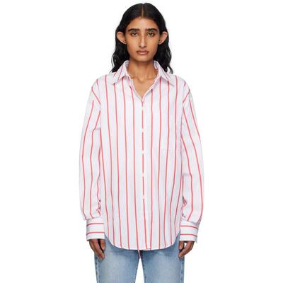 The Frankie Shop 女士 衬衫 白色  红色 Lui Striped Cotton