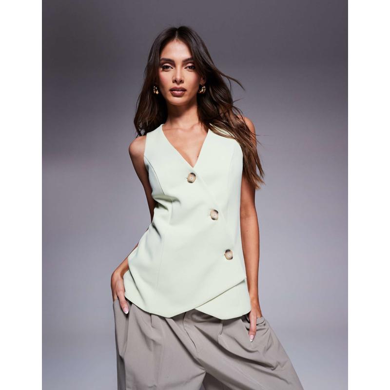 River Island 女士 马甲 “” 不对称浅绿色夹克