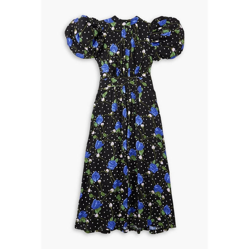 ROTATE 女士 中长连衣裙 Noon 露背印花缎面中长连衣裙