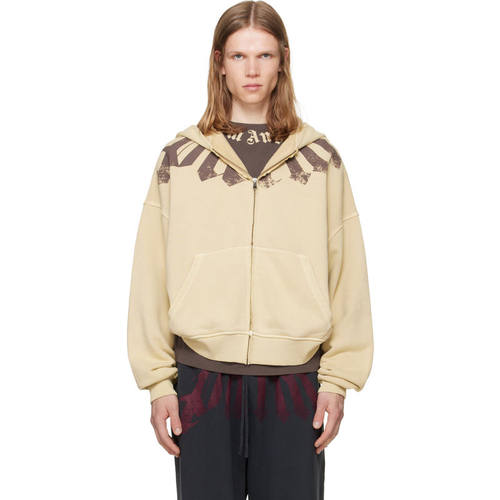 Palm Angels 棕榈天使 男士 卫衣 米色 Big Neck Logo Zip 连帽衫