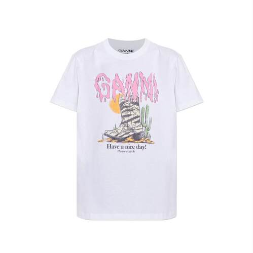Ganni 甘尼 女士 FW26 T恤 印花棉质