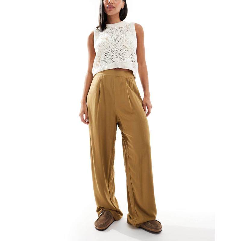 ASOS DESIGN 女士 长裤 pull 设计宽松褐色裤子