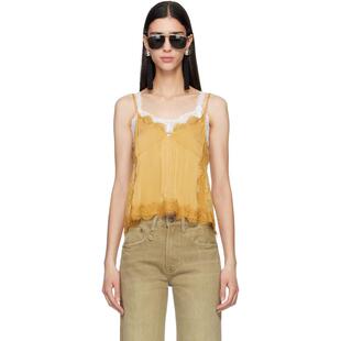 女士 Trimmed 背心 Lace 吊带 黄色 R13