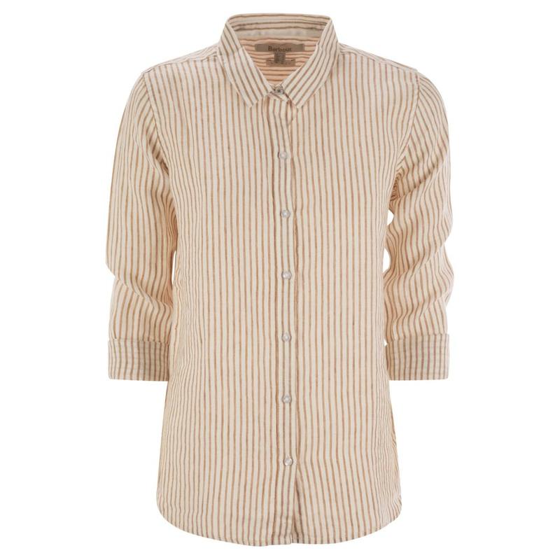 Barbour 女士 SS25 上衣 海軍藍條紋領長袖襯衫