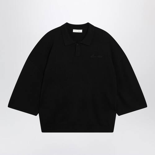 Essentials 男士 上衣 90SSTYLE 3/4SLEEVE 标志针织Polo衫(黑色)