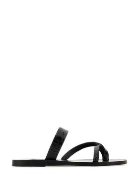 Ancient Greek Sandals 女士 凉拖 Daphnae 黑色皮质夹趾便鞋