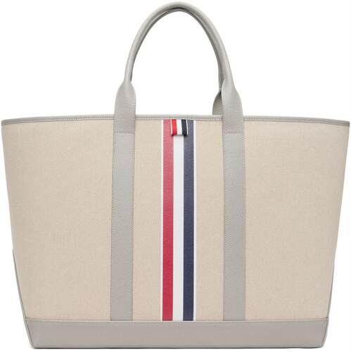 Thom Browne 汤姆·布朗 男士 SS26 托特包 米色中号 RWB Stripe