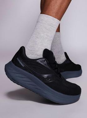 Saucony 男士 运动鞋 Ride 18 running and shadow 训练鞋(黑色)