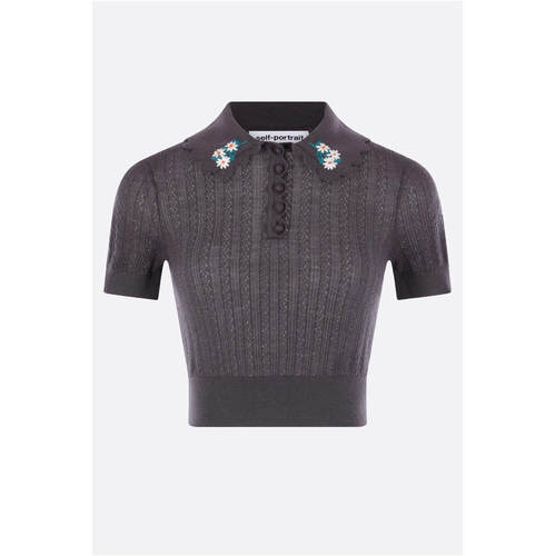 Self-Portrait 女士 SS26 上衣 刺绣网眼提花针织