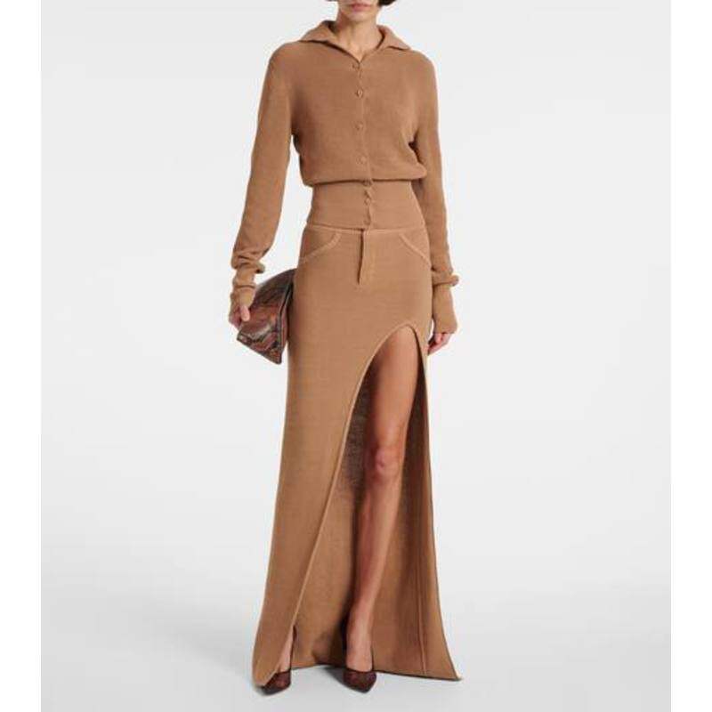 AYA MUSE 女士 超长裙 Faye 罗纹针织棉混纺长款半身裙