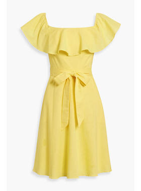 Mikael Aghal 女士 短款连衣裙 荷叶边棉麻混纺迷你连衣裙