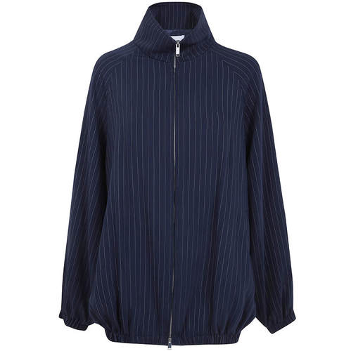 The Frankie Shop 女士 FW26 夹克 BAXTER 海军蓝白色细条纹拉链