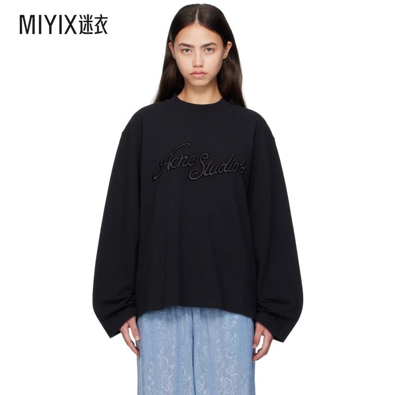 Acne Studios 女款黑色 Long Sleeve Logo T 恤 迷衣时尚