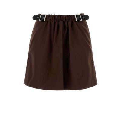 Loewe 女士 FW25 半身裙 棕色华达呢迷你半身裙