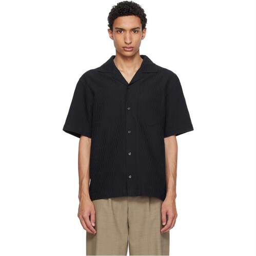 Hugo 雨果 男士 衬衫 黑色 Oversized-Fit Structured Cotton