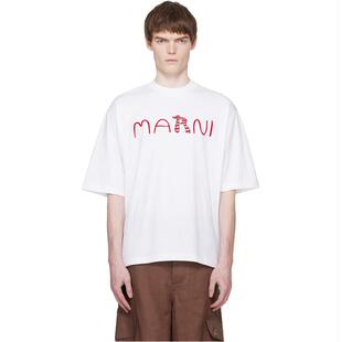 T恤 白色 Flocked Marni Alphabet 男士 Animal Logo 玛尼