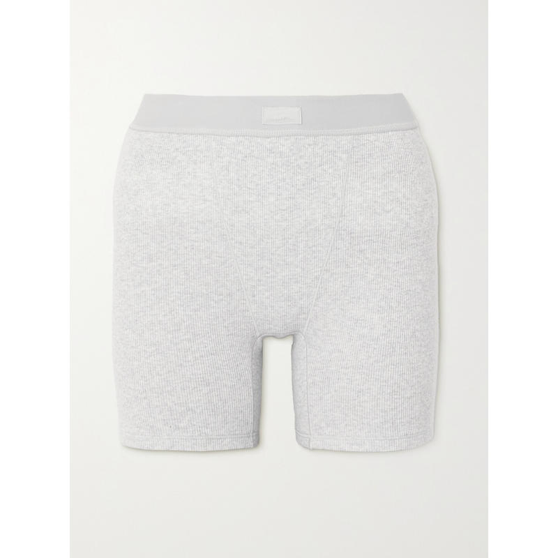 SKIMS 女士 CO 平角内裤 棉质精选罗纹棉混纺针织白色四角裤