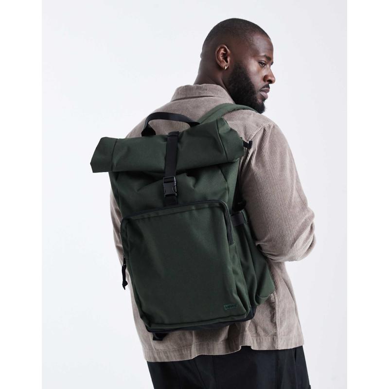 Levi's 男士 双肩包 L pack roll-top 帆布双肩包(橄榄绿)