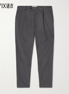MR P.  男士 Daniel Moleskin 锥形褶裥有机棉混纺裤子 迷衣时尚
