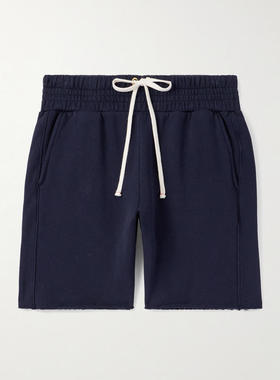 Les Tien 男士 FW25 短裤 直筒件染棉针织抽绳短裤