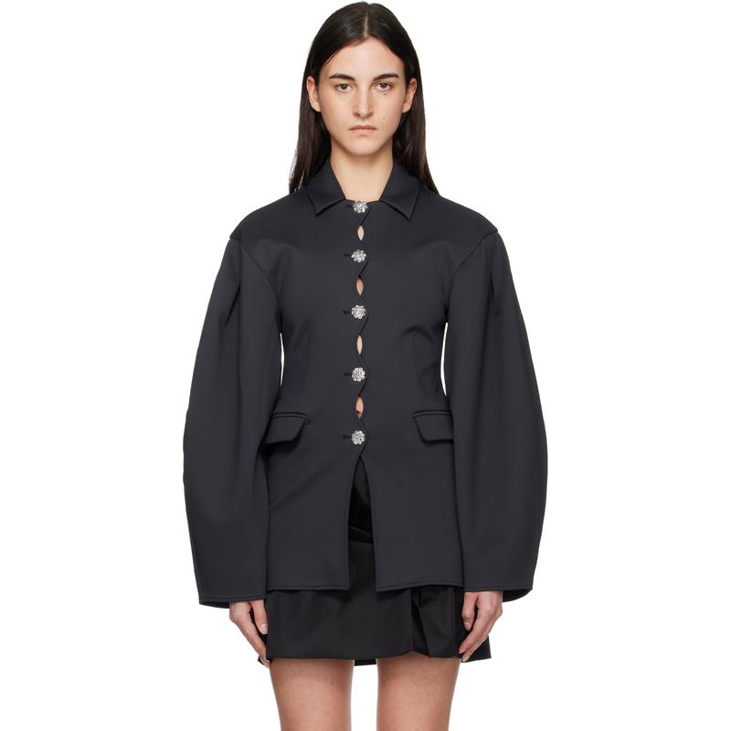 Ganni 女士 西装外套 黑色 Structured 西装外套