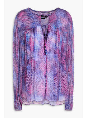 isabel marant 女士 上衣 Ametissa tie-detailed 印花丝绸绉纱衫