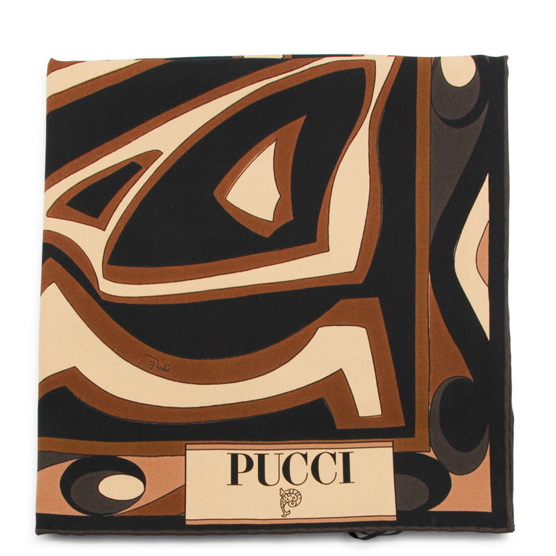 PUCCI 女士 秋冬新品 围巾 黑色金色真丝围巾