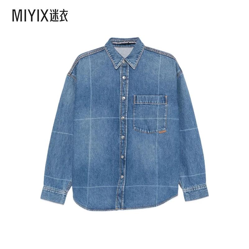 【秋冬新品】Alexander Wang亚历山大王女款GRID-PATTERN 牛仔布