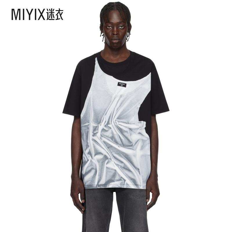 Balmain巴尔曼 男款黑色 Tank Top Print T 恤 迷衣时尚