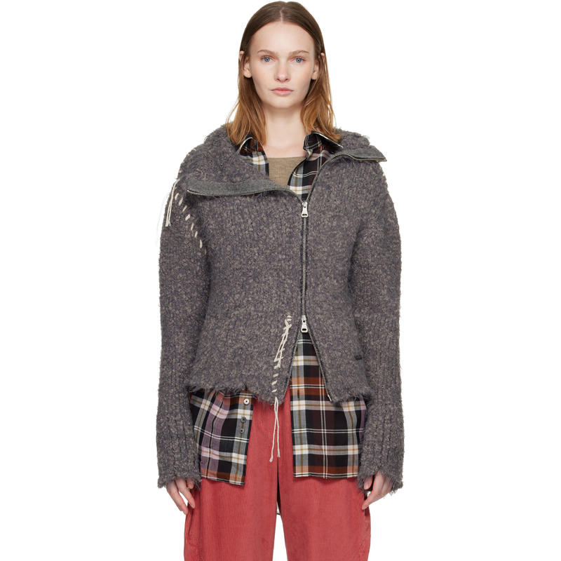 Andersson Bell 女士 开衫 灰色 Harlow Damaged Knit 夹克