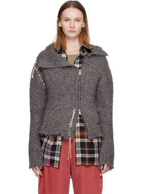 Andersson Bell 女士 开衫 灰色 Harlow Damaged Knit 夹克