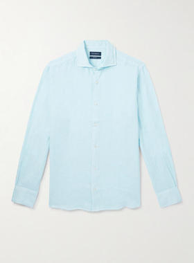 Thom Sweeney 男士 FW25 衬衫 修身剪口领亚麻衬衫