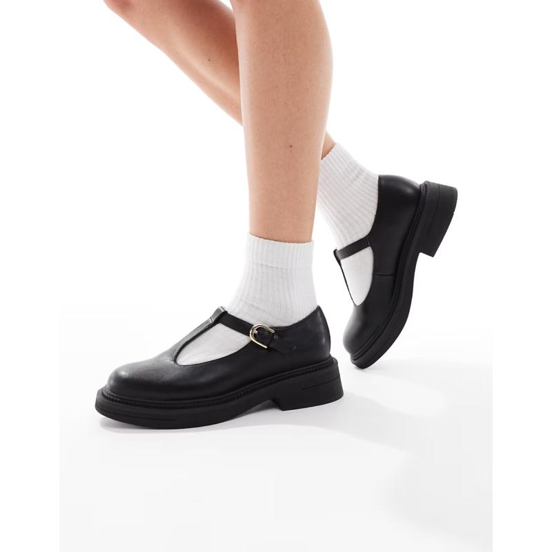 London Rebel 女士 鞋靴 Sophia 宽版粗跟玛丽珍鞋靴(黑色)