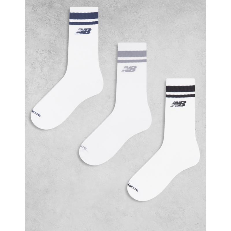 New balance 男士 袜子 midcalf 运动袜子(三件套)(白色)