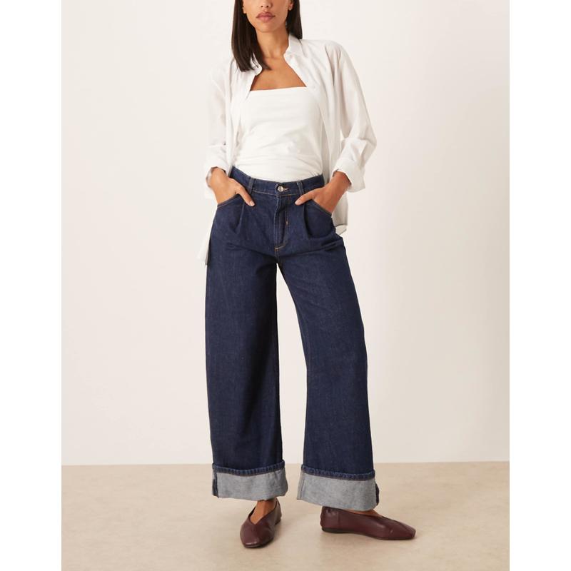 Free People 女士 牛仔长裤 Alila 阔腿蓝色牛仔裤(hawthrone)