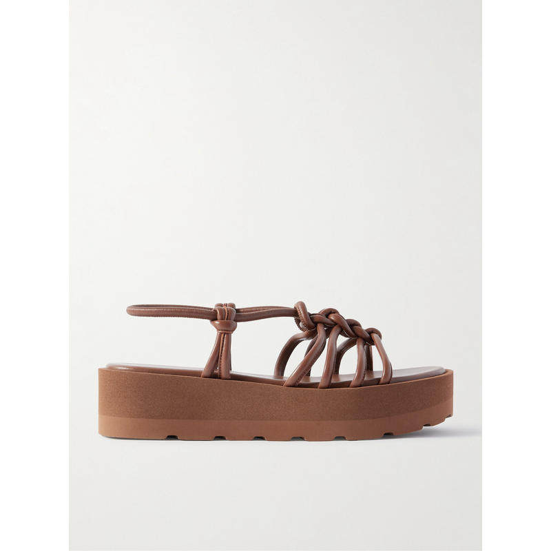 Gianvito Rossi 女士 SS25 凉拖 Hebe 45 打结皮质防水台凉鞋,女鞋,一字拖,淘宝优惠券,粉丝福利购,淘宝优惠卷