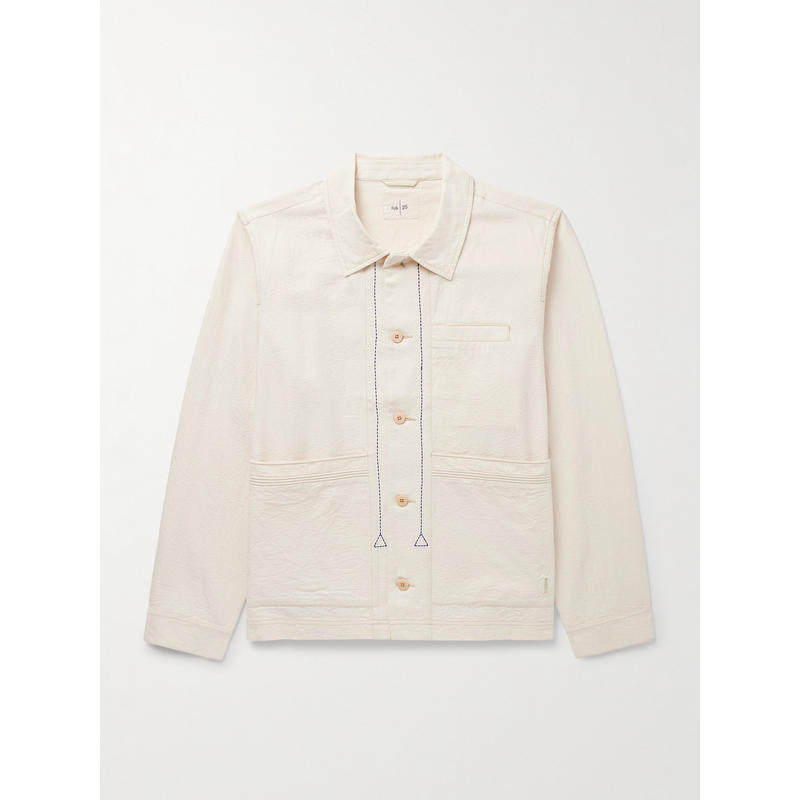 Folk 男士 FW25 夹克 Lunar 褶皱棉质帆布衬衫式夹克