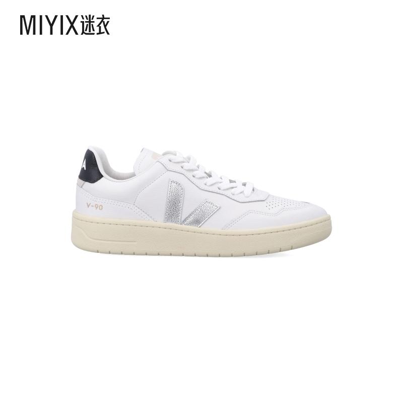 [秋冬新品]Veja V-90 白色银色皮质运动鞋男女同款 迷衣时尚