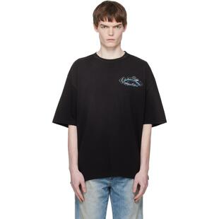 T恤 黑色 Crystal Amiri Script 男士 Chateau Oversized 埃米尔