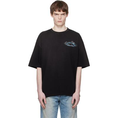 Amiri 埃米尔 男士 T恤 黑色 Crystal Chateau Script Oversized