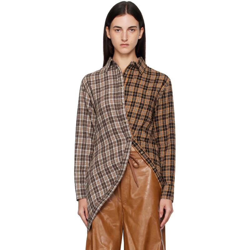 Andersson Bell 女士 衬衫 棕色 Twist Check 衬衫