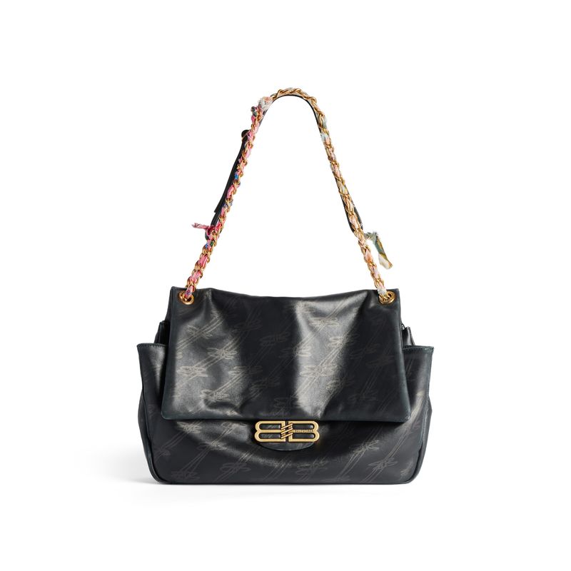 Balenciaga 女士 FW25 单肩包 Darling 女士链条中号包包(黑色)