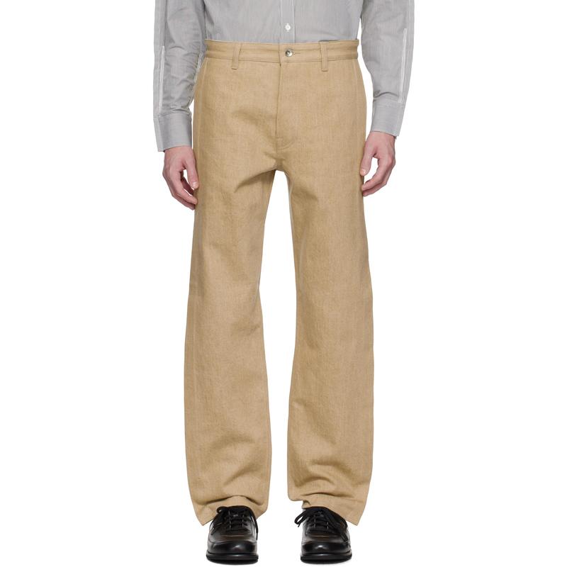 Karmuel Young 男士 牛仔长裤 驼色 Rectangle XY-Plane 牛仔裤