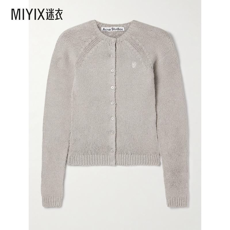 【秋季新品】Acne Studios 女款刺绣有机棉混纺针织开衫 迷衣时尚