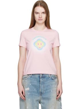 Casablanca 女士 T恤 粉色 Airbrush Smiley Fitted T 恤