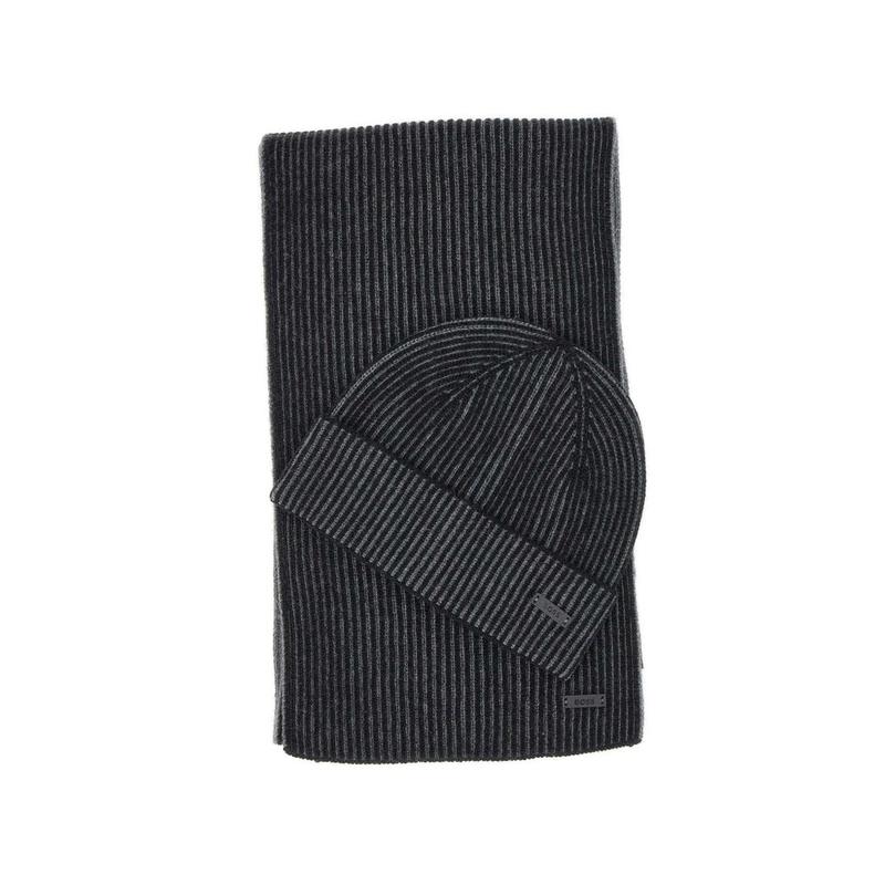 Hugo Boss 男士 FW25 围巾 Boss 雙色針織帽與圍巾禮品套裝