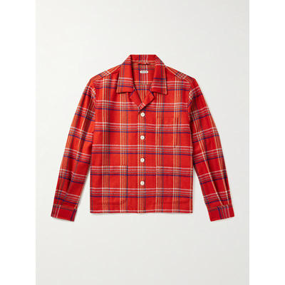 Bode 男士 SS26 夹克 Gable Camp-Collar 格纹羊毛衬衫式