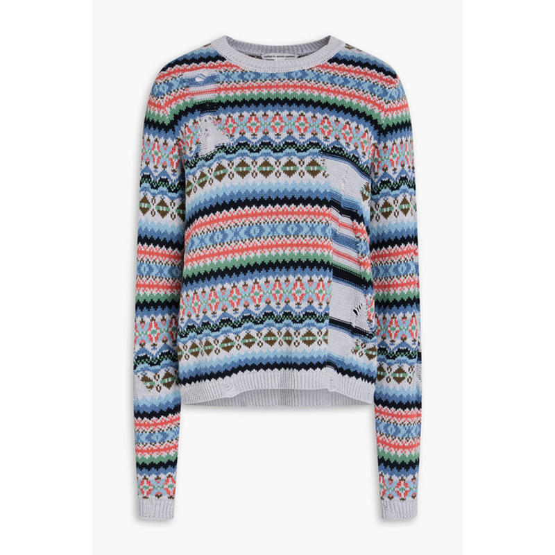 Autumn Cashmere 女士 毛衣 'Fair Isle' 磨破棉质毛衣