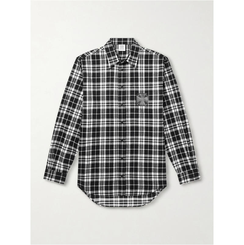 Vetements 维特萌 男士 SS26 衬衫 皮革贴花格纹棉质法兰绒图片