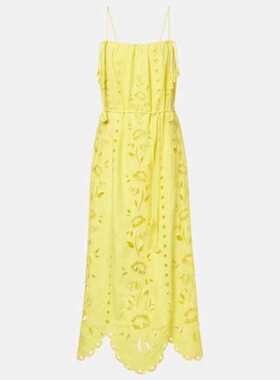 FARM Rio 女士 中长连衣裙 Richelieu 亚麻混纺长款连衣裙